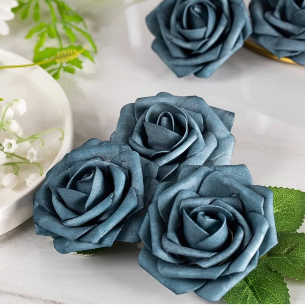20 Count | White Hydrangeas Dusty Blue Rose Yellow  Bouquet Centerpiece Wedding